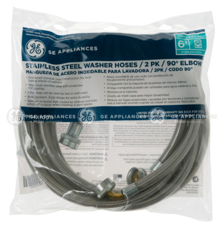 Stainless Washer Hose 6' (2pk) With 90 Elbow PM14X10011