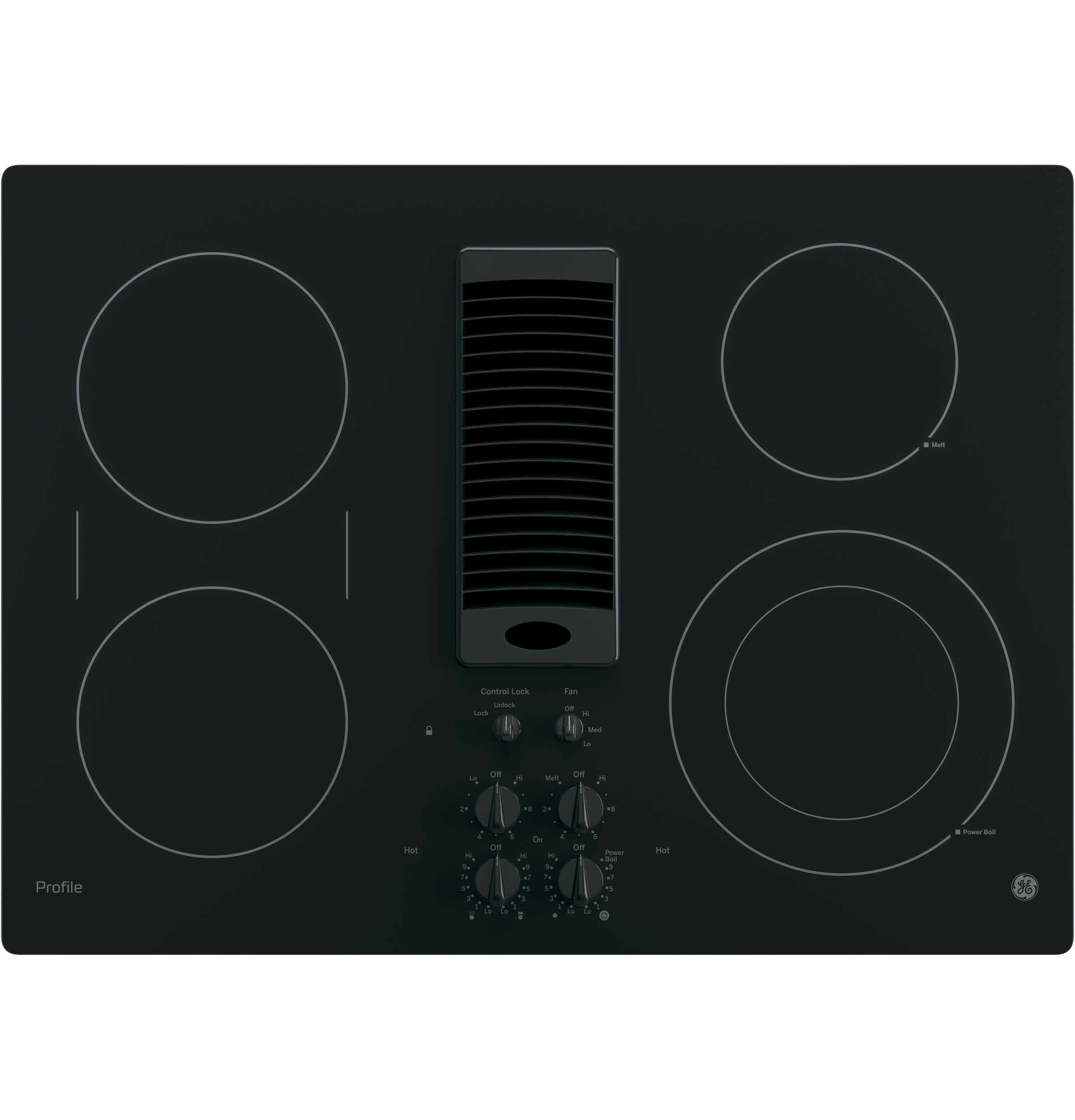 GE Profile 30" Downdraft Electric Cooktop Black PP9830DRBB Picture 1
