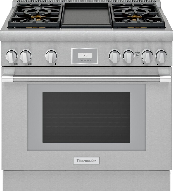 Thermador Dual Fuel Professional Range 36" Pro Harmony Standard Depth Stainless Steel PRD364WDHU Picture 1