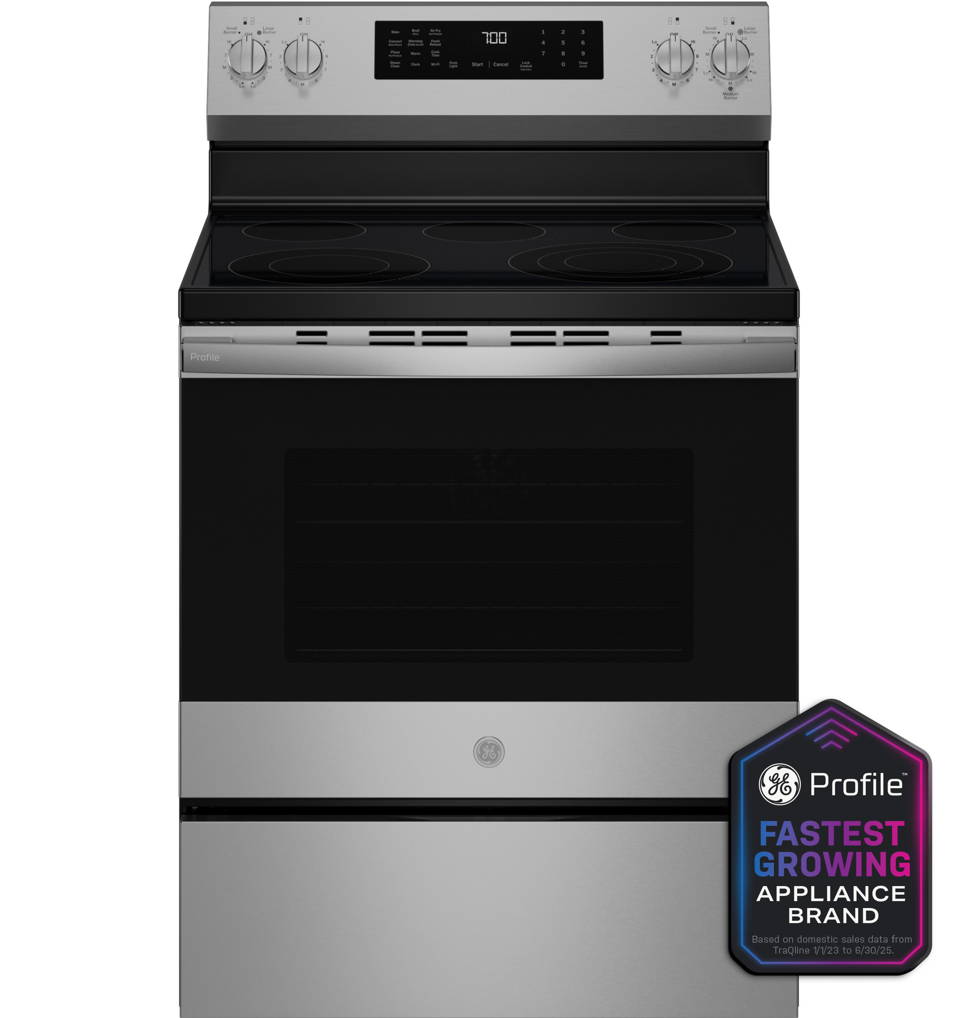 30” Smart Free-Standing Electric Convection Range with No Preheat Air Fry and EasyWash Oven Tray PRF700AYFS