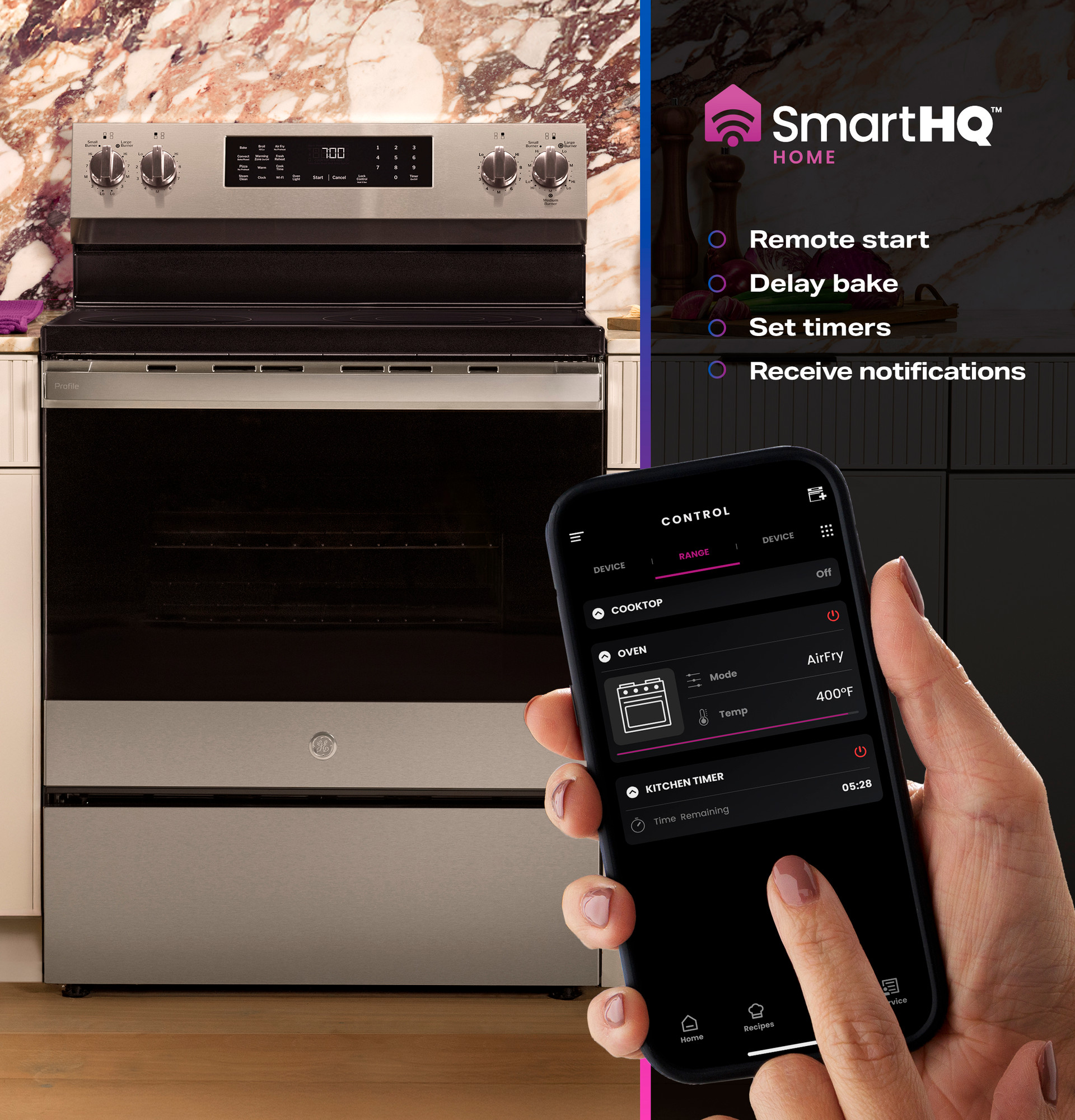 30” Smart Free-Standing Electric Convection Range with No Preheat Air Fry and EasyWash Oven Tray PRF700AYFS