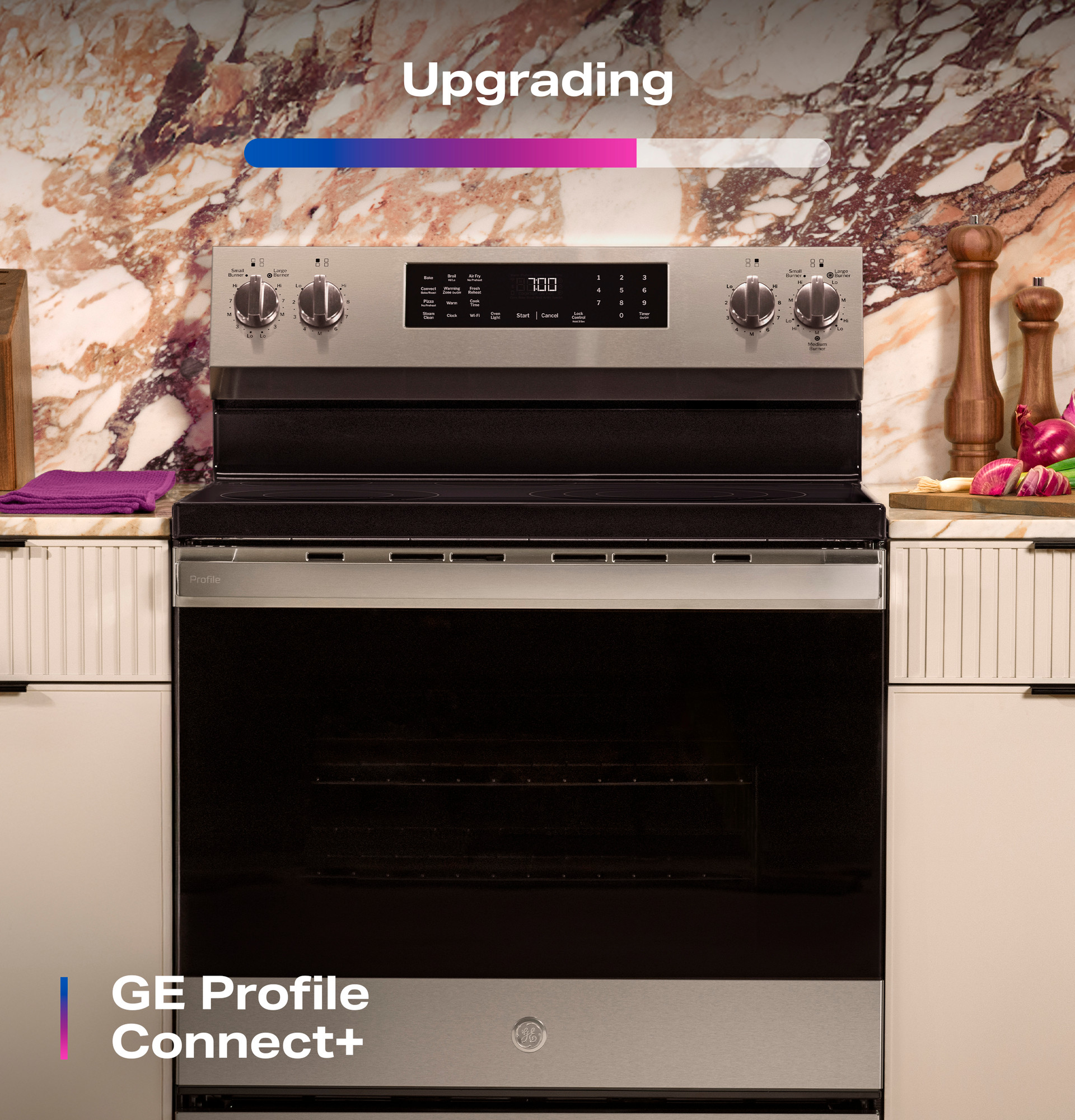 30” Smart Free-Standing Electric Convection Range with No Preheat Air Fry and EasyWash Oven Tray PRF700AYFS