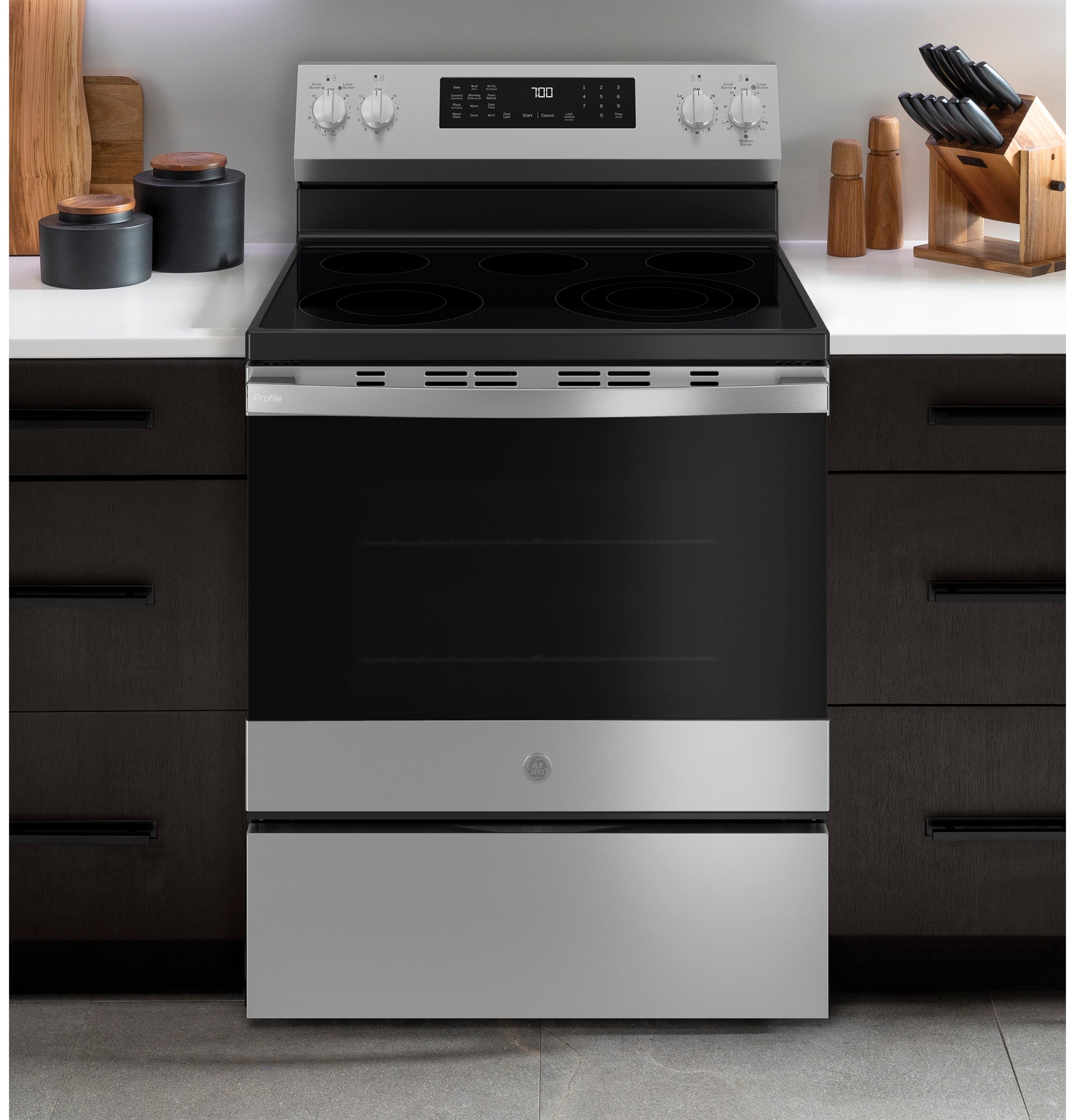 30” Smart Free-Standing Electric Convection Range with No Preheat Air Fry and EasyWash Oven Tray PRF700AYFS