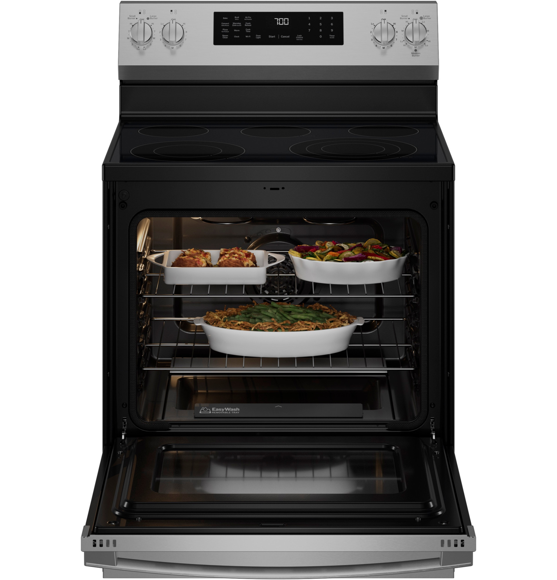 30” Smart Free-Standing Electric Convection Range with No Preheat Air Fry and EasyWash Oven Tray PRF700AYFS