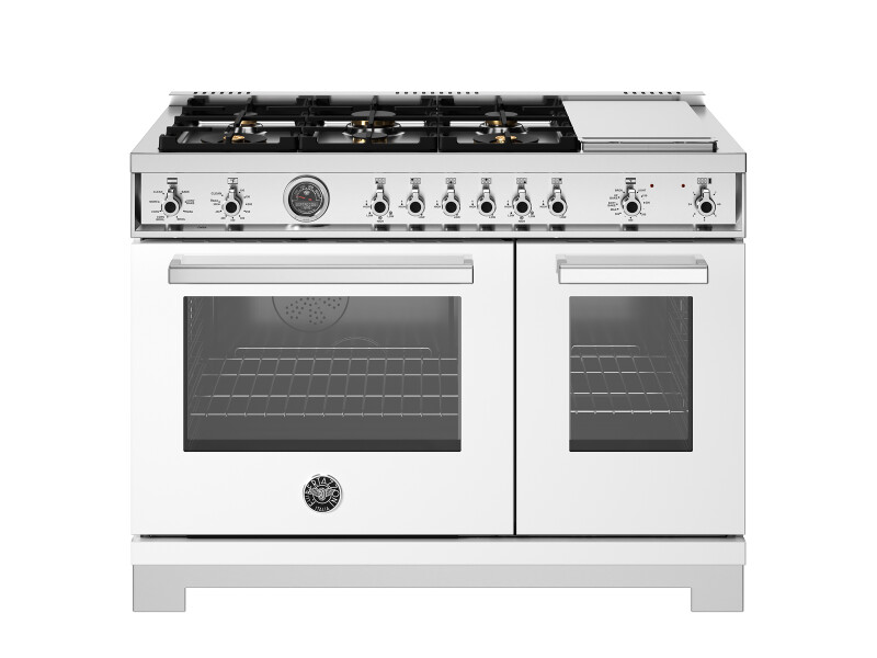 48 inch Dual Fuel Range, 6 Brass Burners and Griddle, Electric Self-Clean Oven PRO486BTFEPBIT