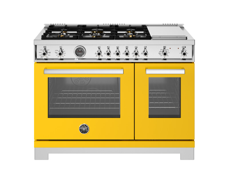 48 inch Dual Fuel Range, 6 Brass Burners and Griddle, Electric Self-Clean Oven PRO486BTFEPBIT