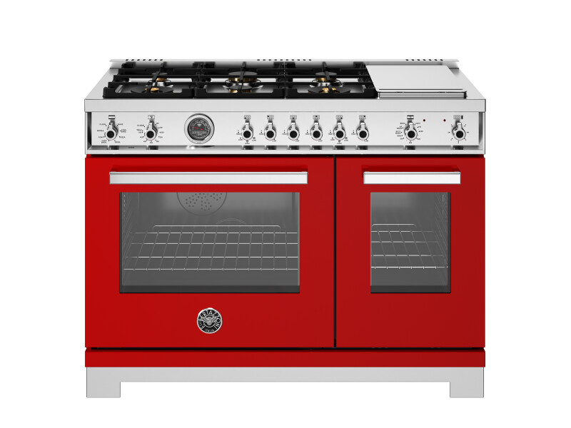 48 inch Dual Fuel Range, 6 Brass Burners and Griddle, Electric Self-Clean Oven PRO486BTFEPBIT