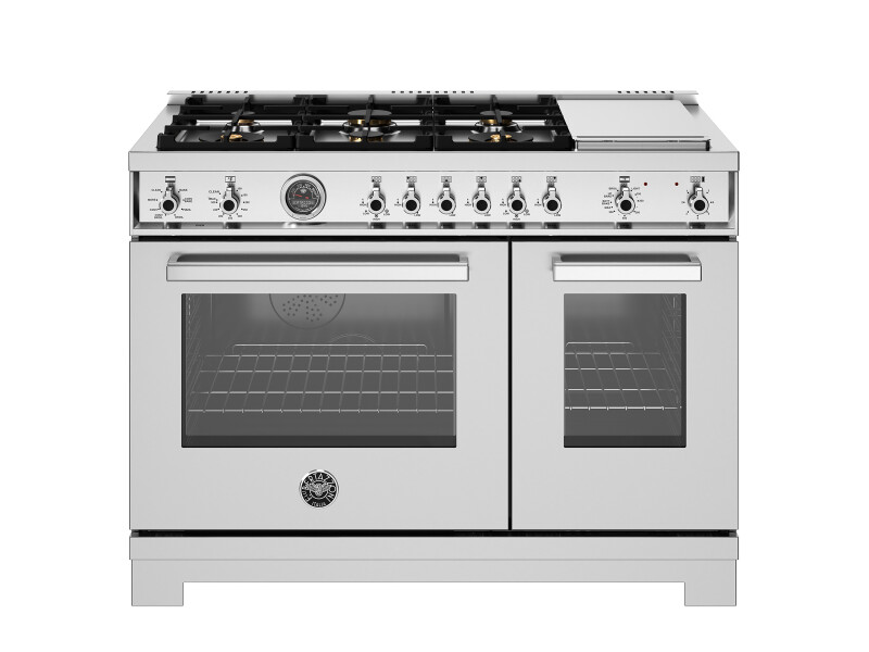 48 inch Dual Fuel Range, 6 Brass Burners and Griddle, Electric Self-Clean Oven PRO486BTFEPBIT