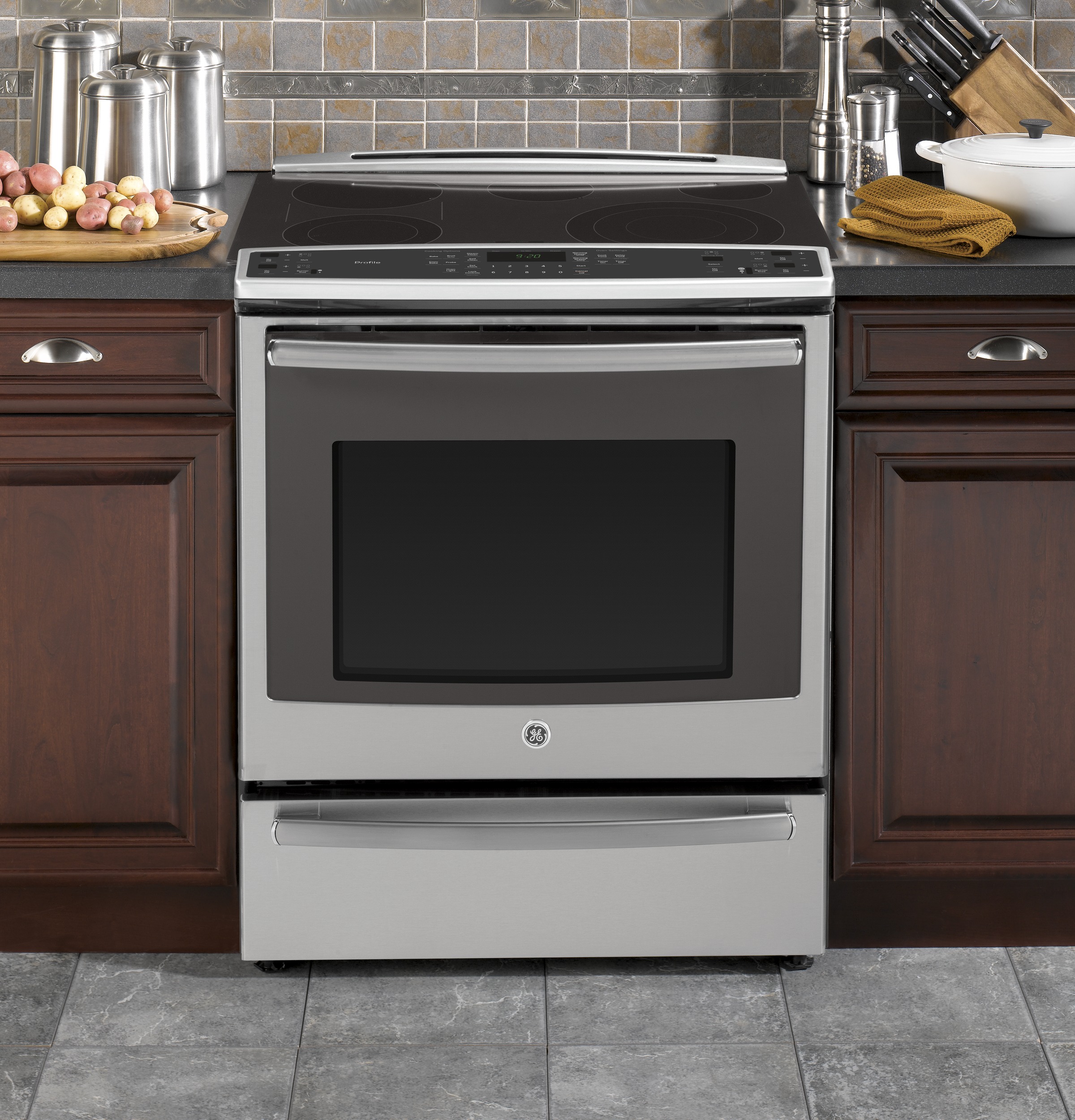 Series 30" Slide-In Front Control Electric Convection Range with Warming Drawer PS920SFSS