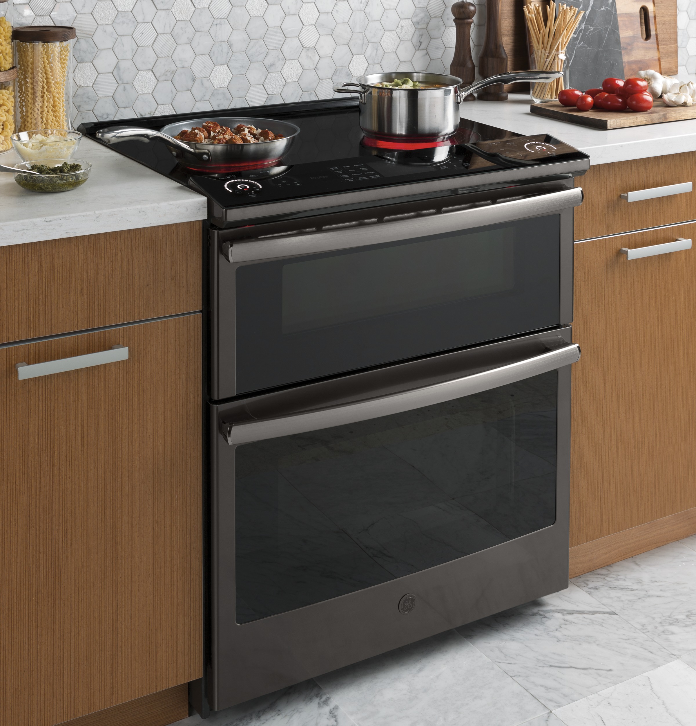 30" Smart Slide-In Electric Double Oven Convection Range PS960BLTS