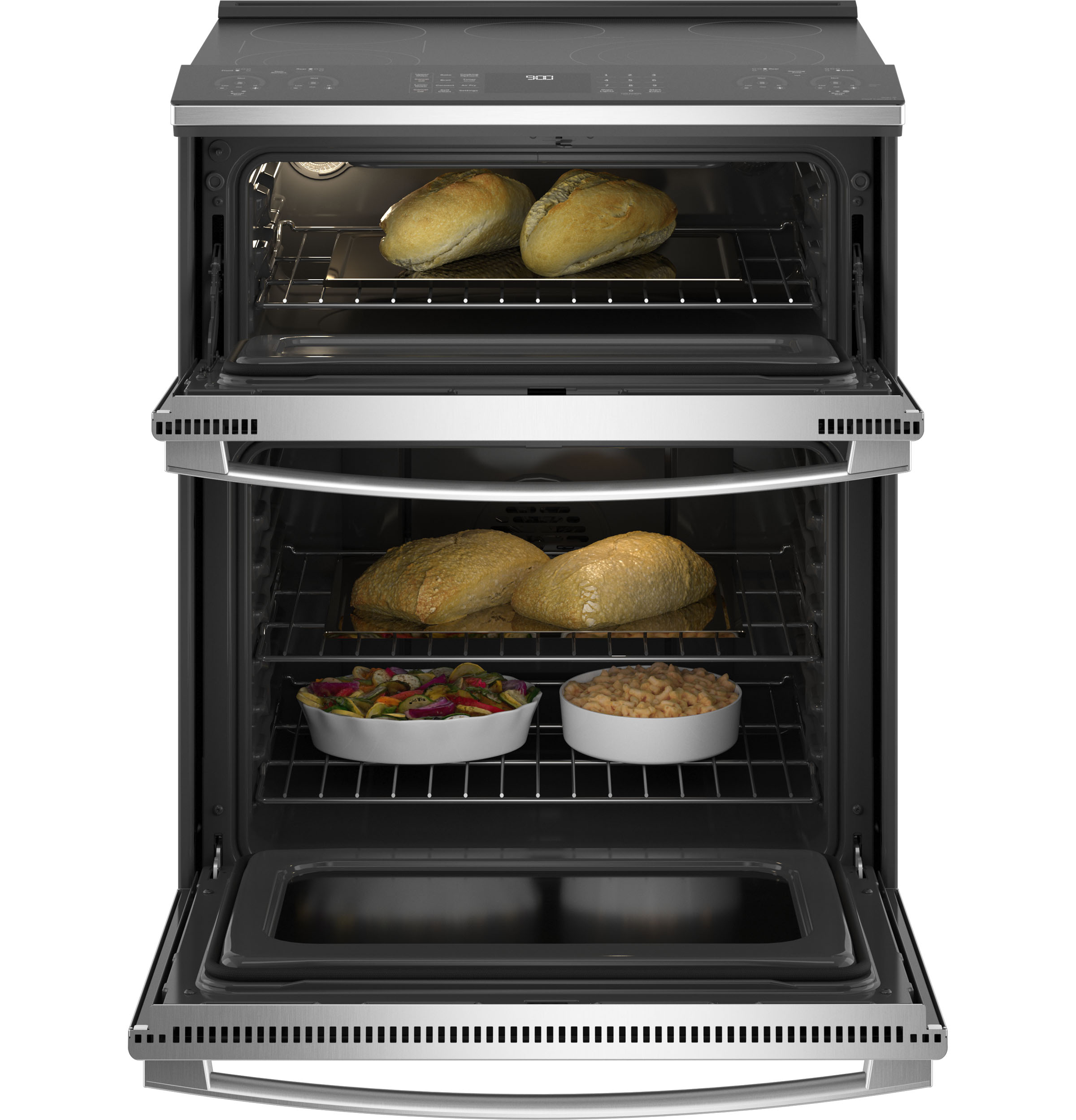 30" Smart Slide-In Electric Double Oven Convection Fingerprint Resistant Range PS960YPFS