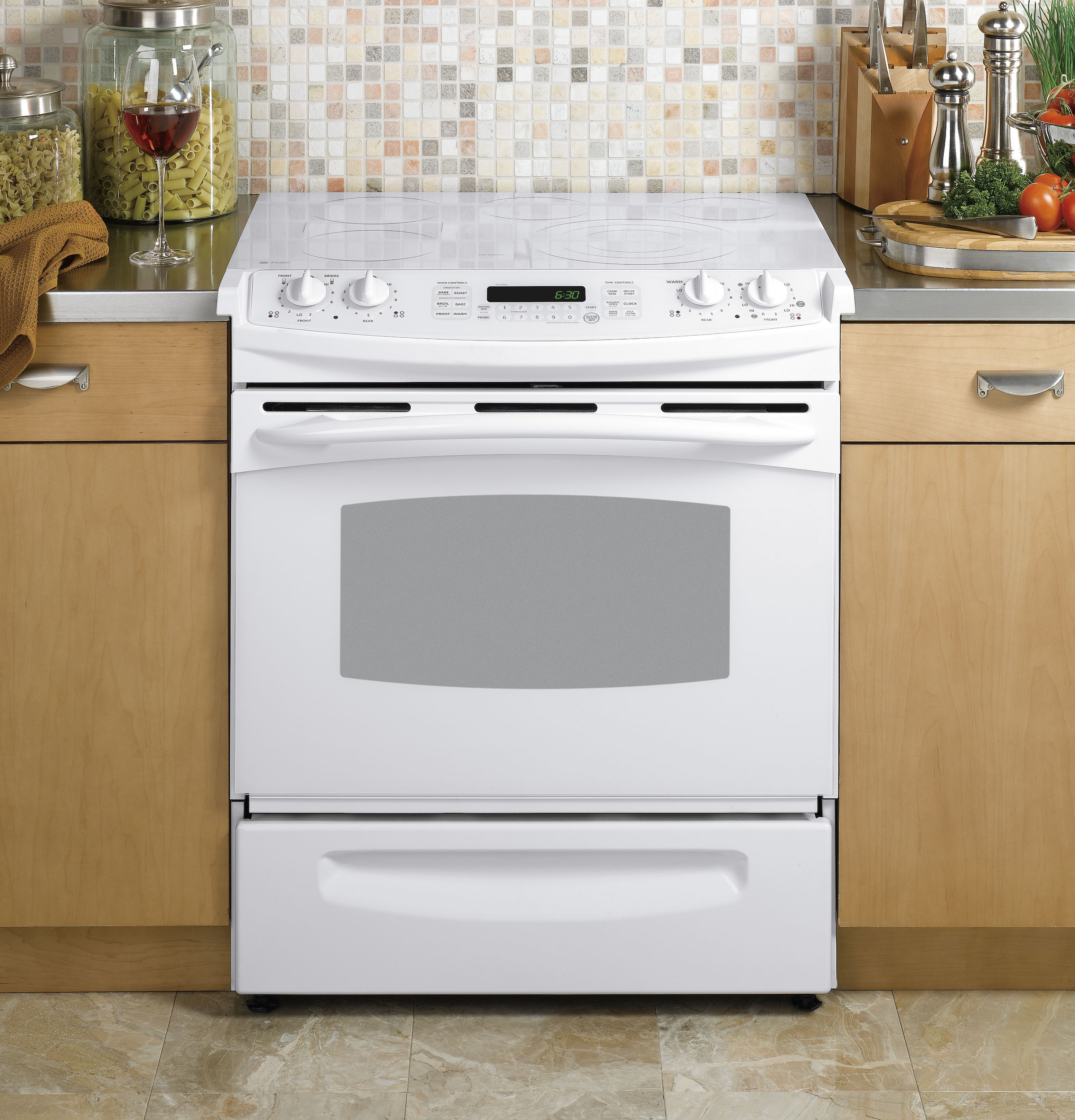 GE Profile 30" Slide-In Electric Range True White PS968TPWW Picture 1