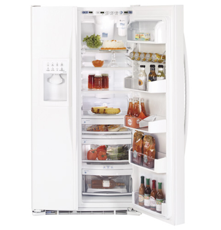 GE Profile CustomStyle 22.6 Cu. Ft. Side-By-Side Refrigerator White PSC23NGPWW Picture 1