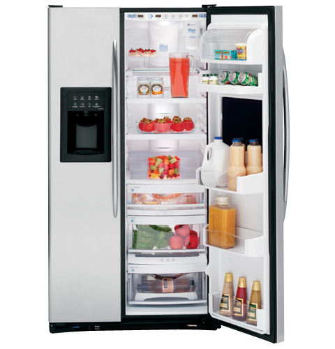 CustomStyle 22.6 Cu. Ft. Stainless Side-By-Side Refrigerator with Refreshment Center PSC23SHRSS