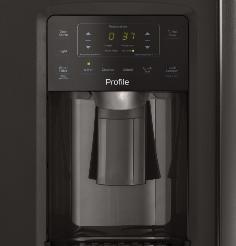 GE Profile Series 25.3 Cu. Ft. Side-by-Side Refrigerator Black Stainless PSE25KBLTS Picture 1