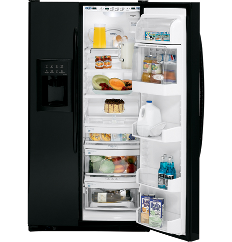 25.5 Cu. Ft. High-Gloss Side-By-Side Refrigerator with Dispenser PSF26PGSBB