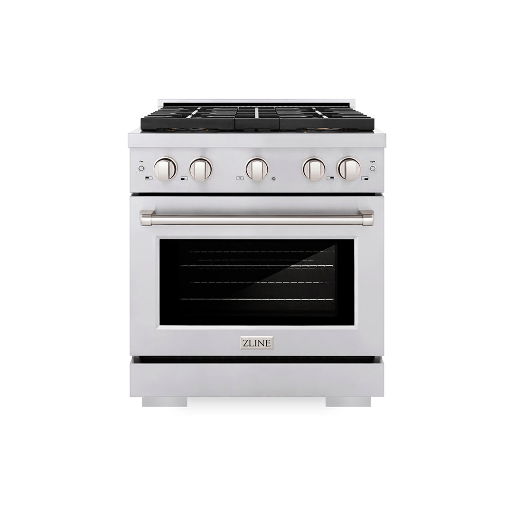ZLINE 30 in. 4.2 cu. ft. Paramount Gas Range with 4 Burner DuoPro™ Cooktop and Convection Gas Oven in Stainless Steel (PSGR30) PSGR30