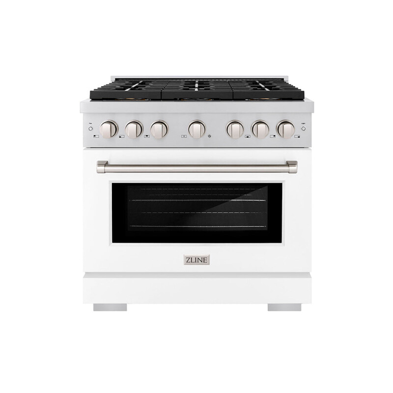 36 in. 5.2 cu. ft. Paramount Gas Range with 6 Burner DuoPro™ Cooktop and Convection Gas Oven with White Matte Door PSGRWM36