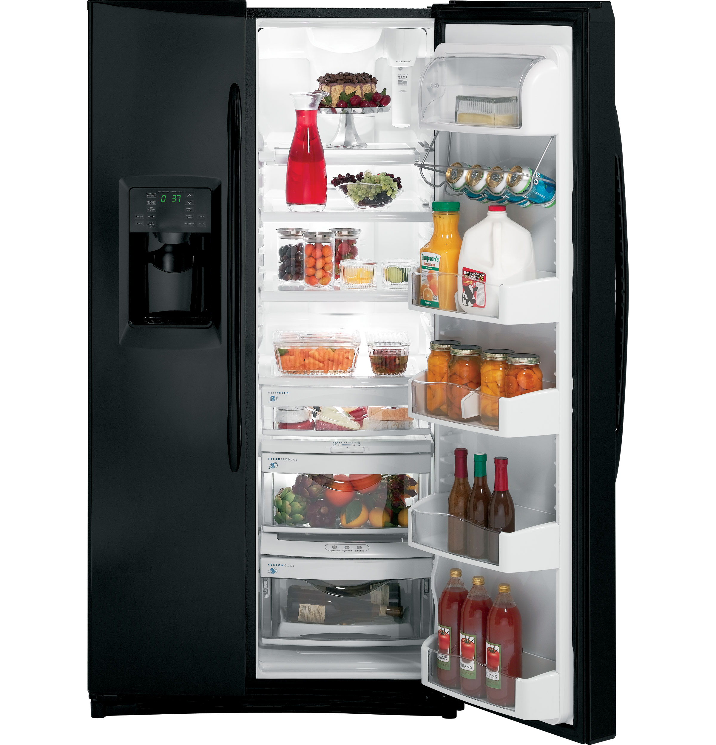 GE 25.5 Cu. Ft. Side-By-Side Refrigerator with Dispenser PSHF6VGXBB
