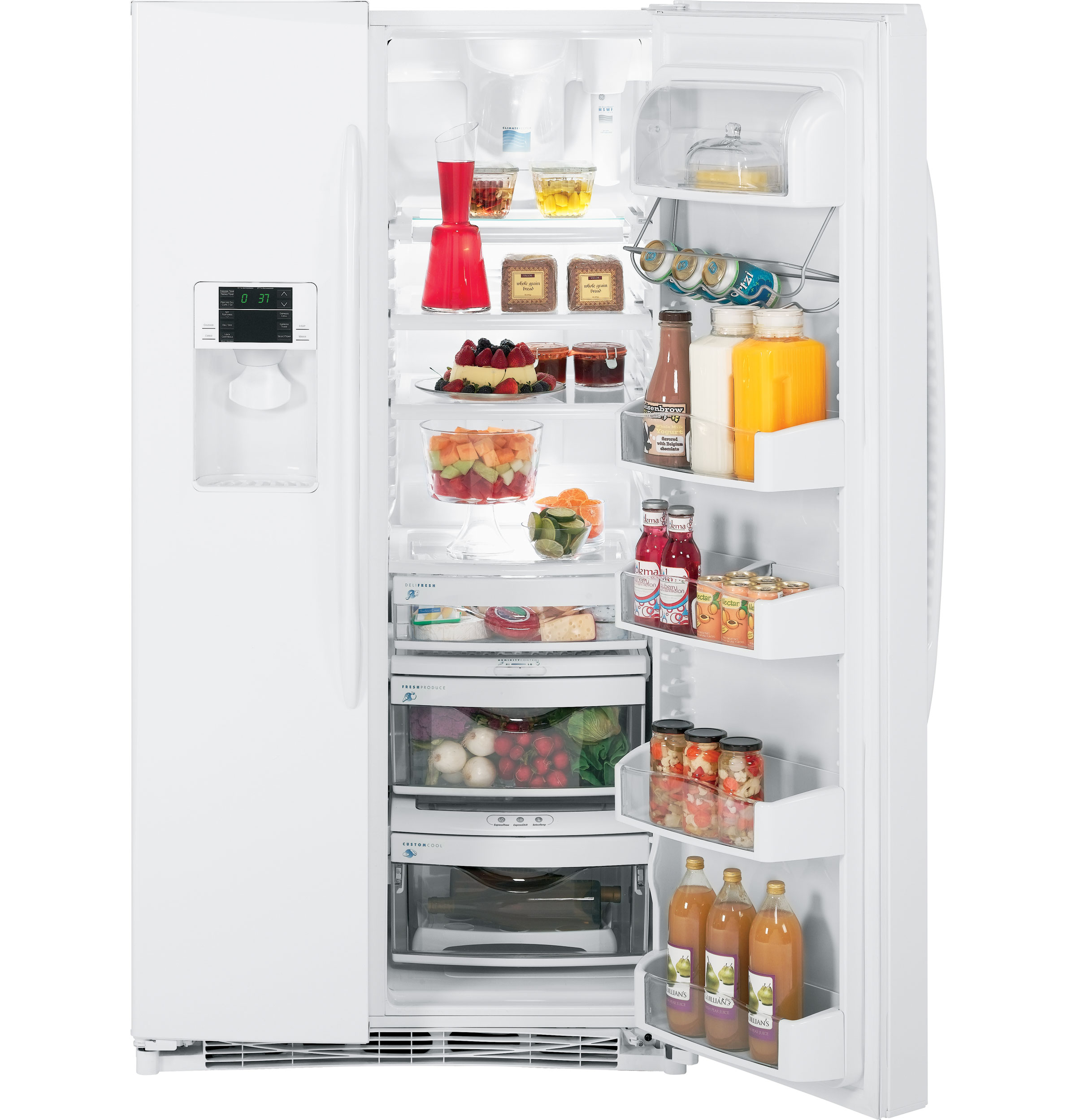 GE 25.5 Cu. Ft. Side-By-Side Refrigerator with Dispenser PSHF6VGXWW