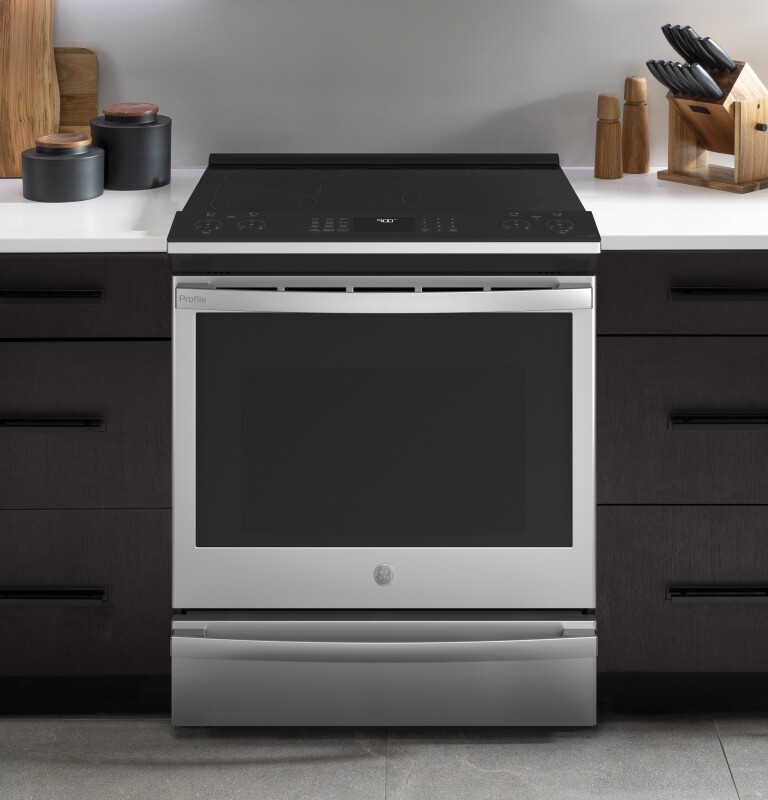 30" Smart Slide-In Electric Convection Fingerprint Resistant Range with No Preheat Air Fry PSS93YPFS