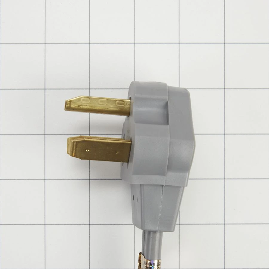 6' Gray Electric Dryer Power Cord with 30-amp, 3-wire, right-angle plug, and adjustable strain relief bracket PT500L