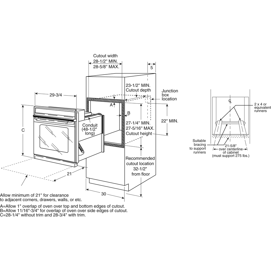 30" Built-In Single Convection Wall Oven PT916SMSS