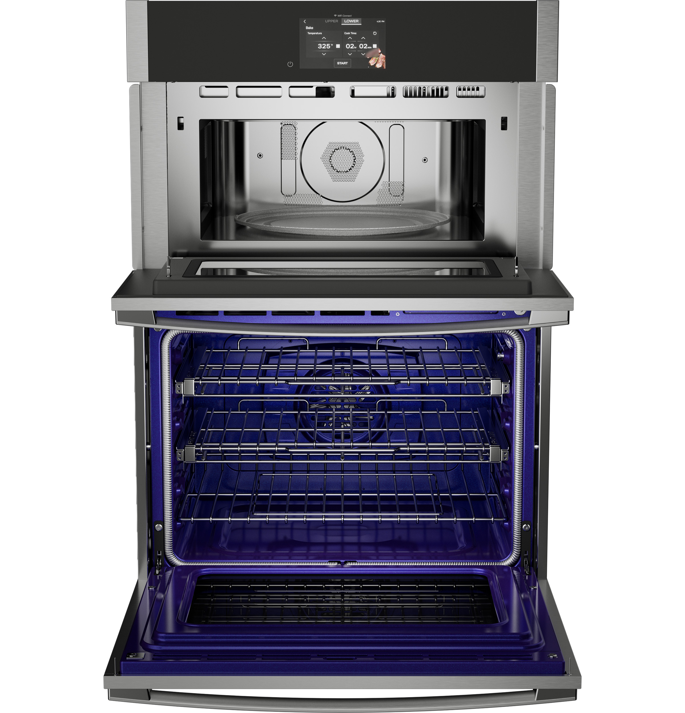 30 in. Combination Double Wall Oven with Convection, Air Fry, Steam, Sous Vide, and Advantium Technology PT9900SWSS