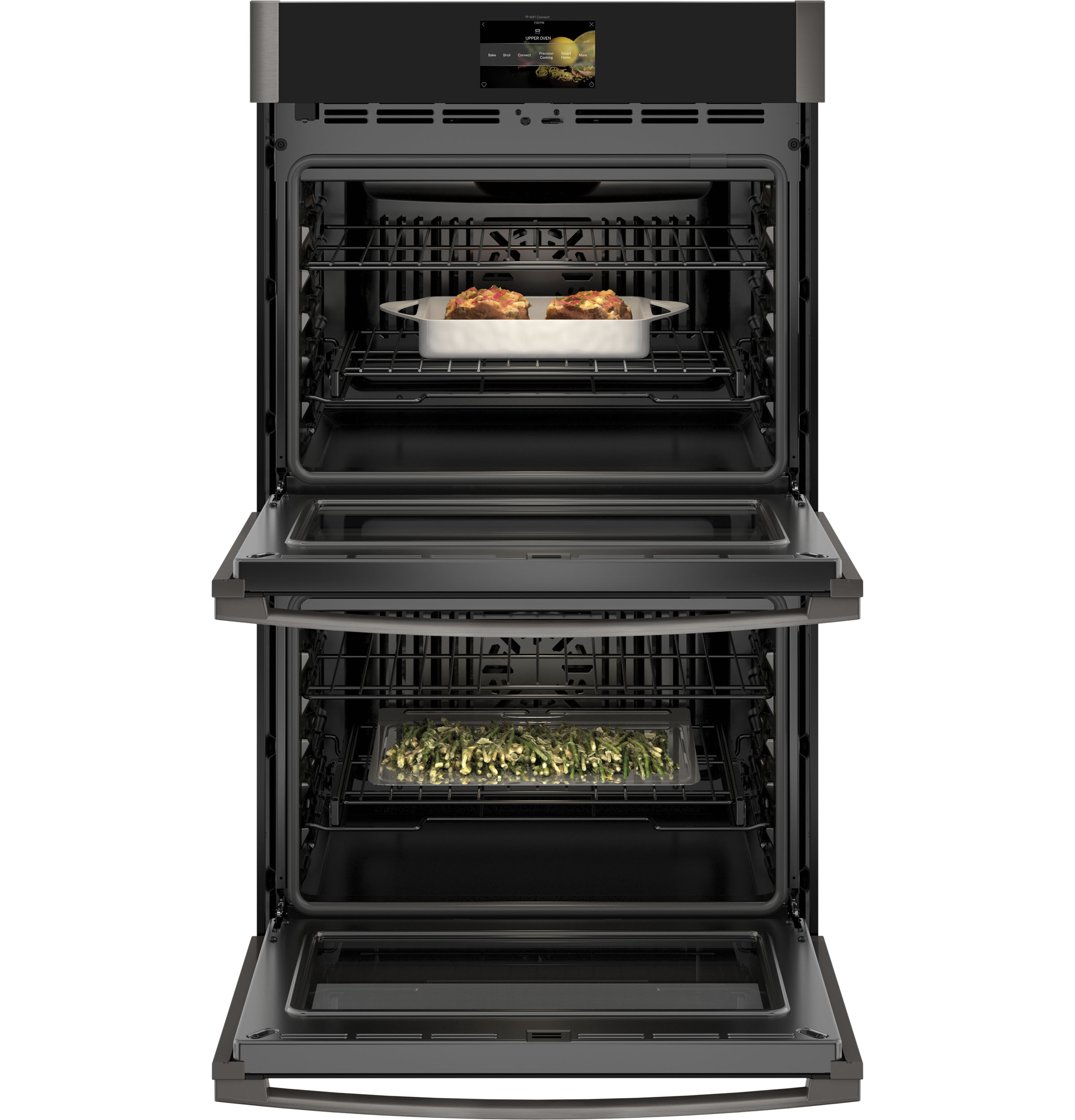 30" Smart Built-In Convection Double Wall Oven with No Preheat Air Fry and Precision Cooking PTD7000BNTS