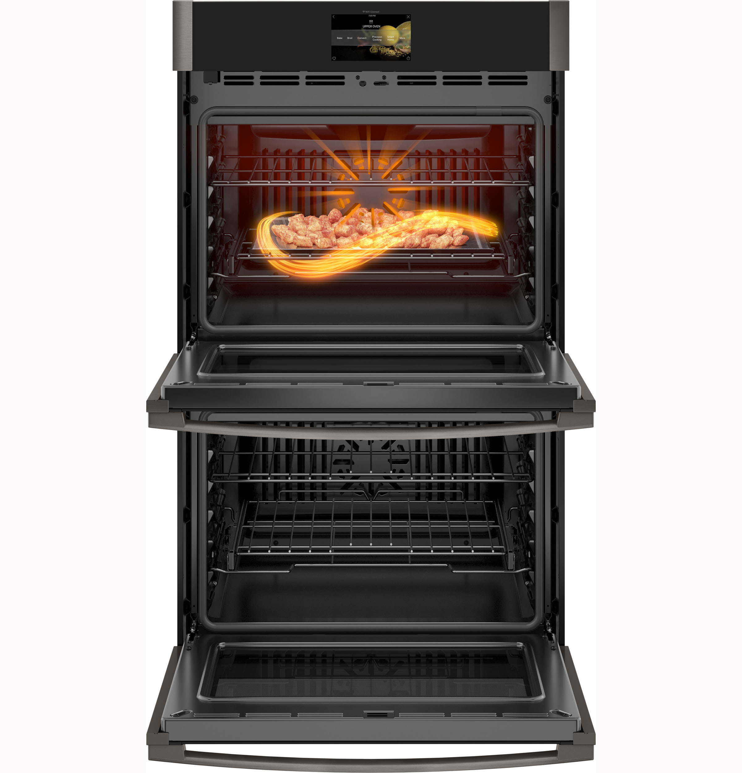 30" Smart Built-In Convection Double Wall Oven with No Preheat Air Fry and Precision Cooking PTD7000BNTS
