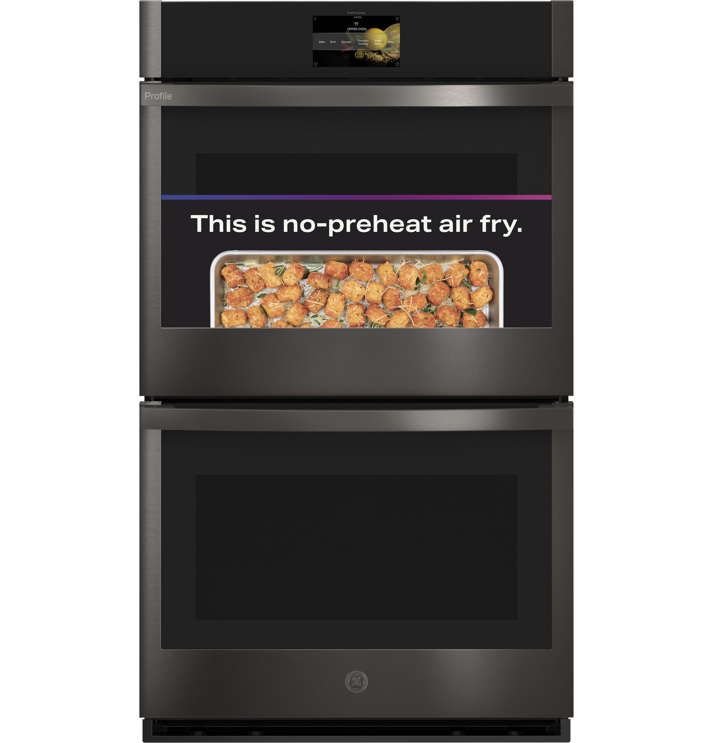 30" Smart Built-In Convection Double Wall Oven with No Preheat Air Fry and Precision Cooking PTD7000BNTS
