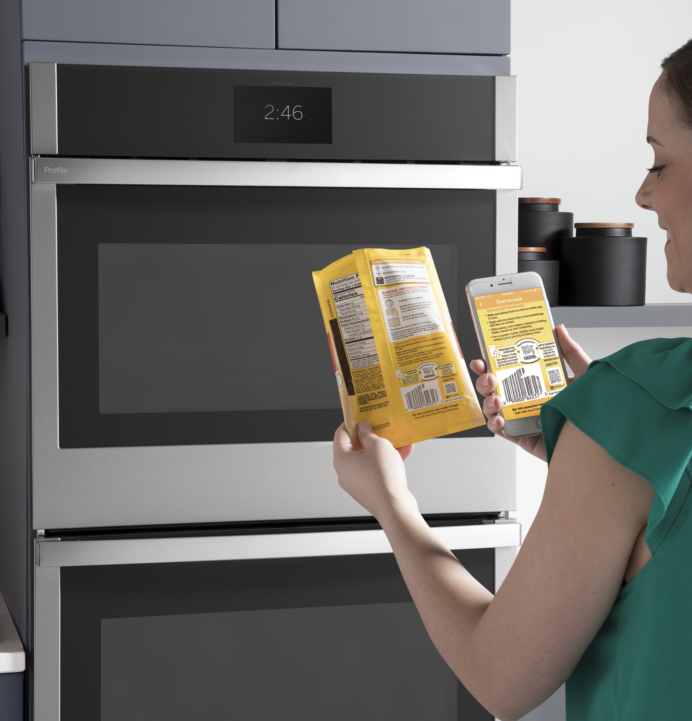 30" Smart Built-In Convection Double Wall Oven with No Preheat Air Fry and Precision Cooking PTD7000BNTS