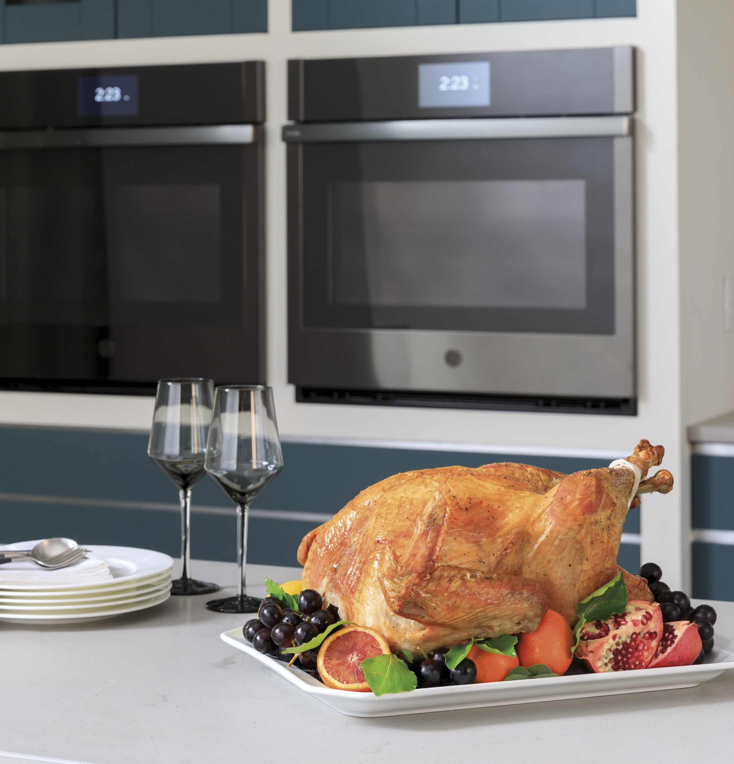 30" Smart Built-In Convection Double Wall Oven with No Preheat Air Fry and Precision Cooking PTD7000BNTS