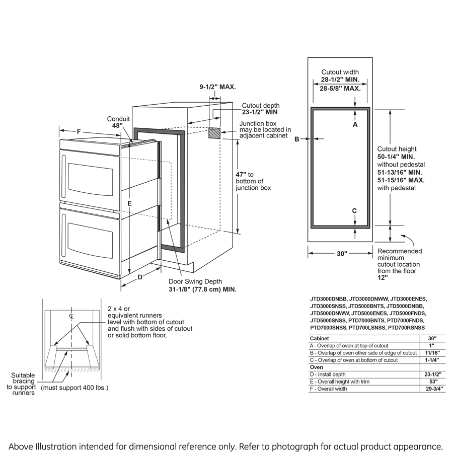 GE Profile™ 30" Smart Built-In Convection Double Wall Oven with Right-Hand Side-Swing Doors PTD700RSNSS