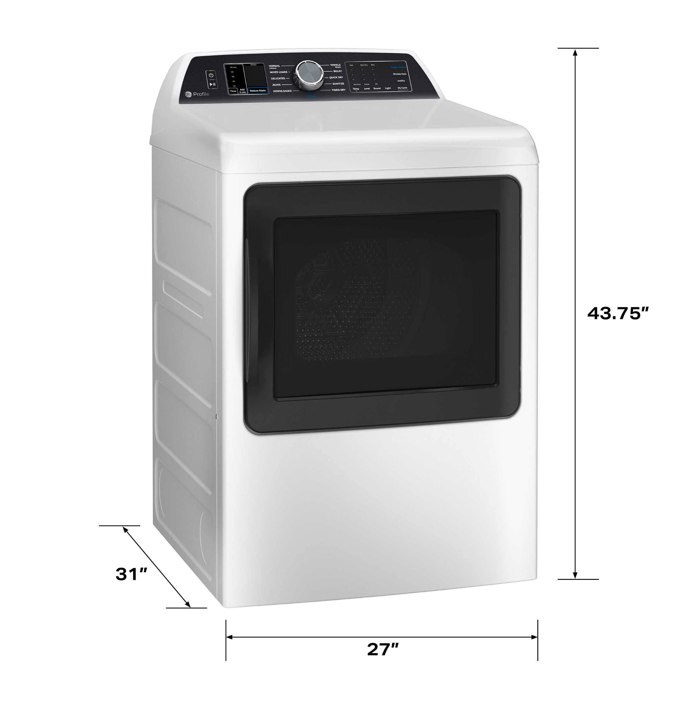 7.4 cu. ft. Capacity Smart aluminized alloy drum Electric Dryer with Sanitize Cycle and Sensor Dry PTD70EBSTWS