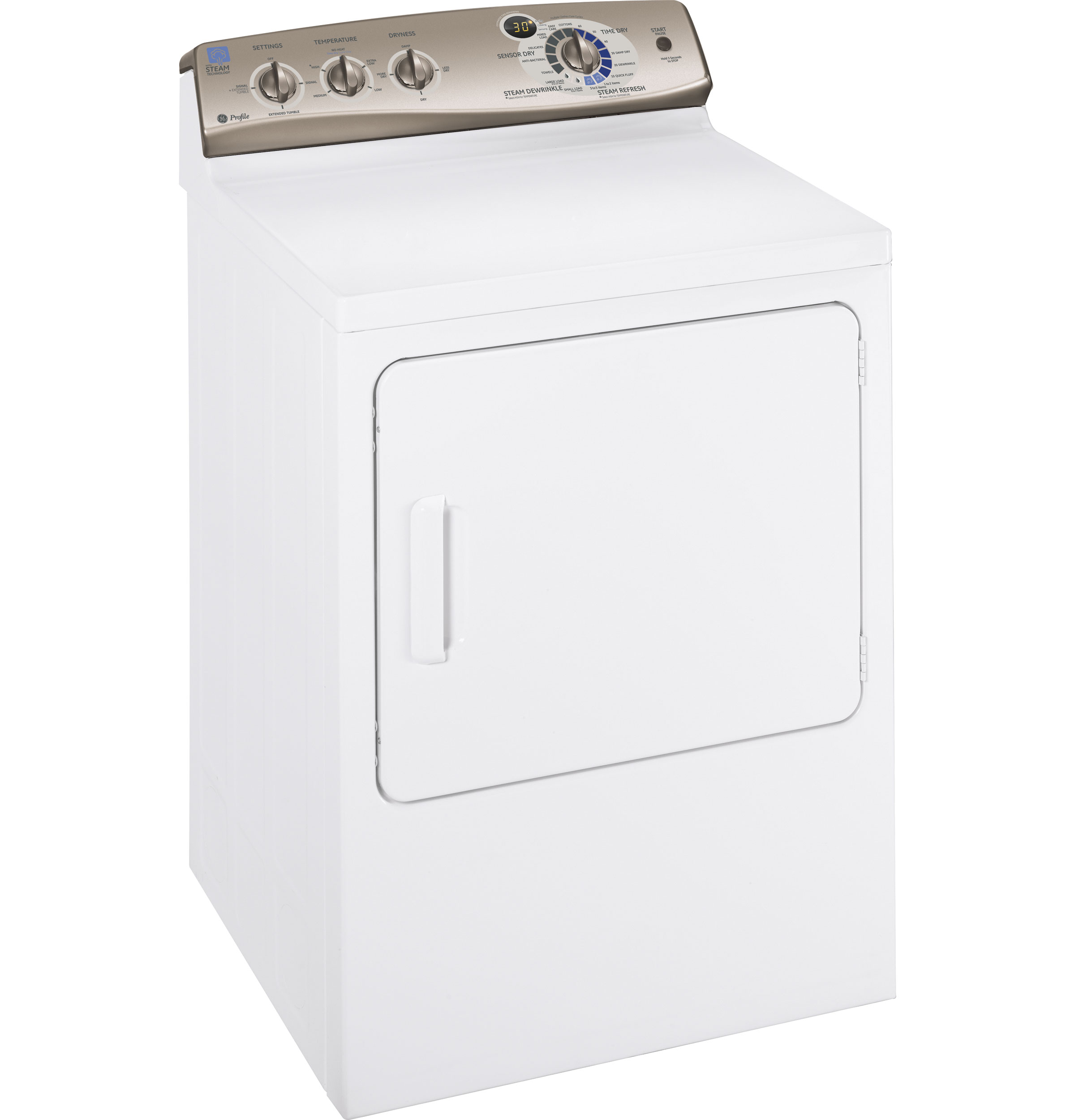 7.0 cu. ft. stainless steel capacity electric dryer with Steam and SensorDry Plus PTDS650EMWT