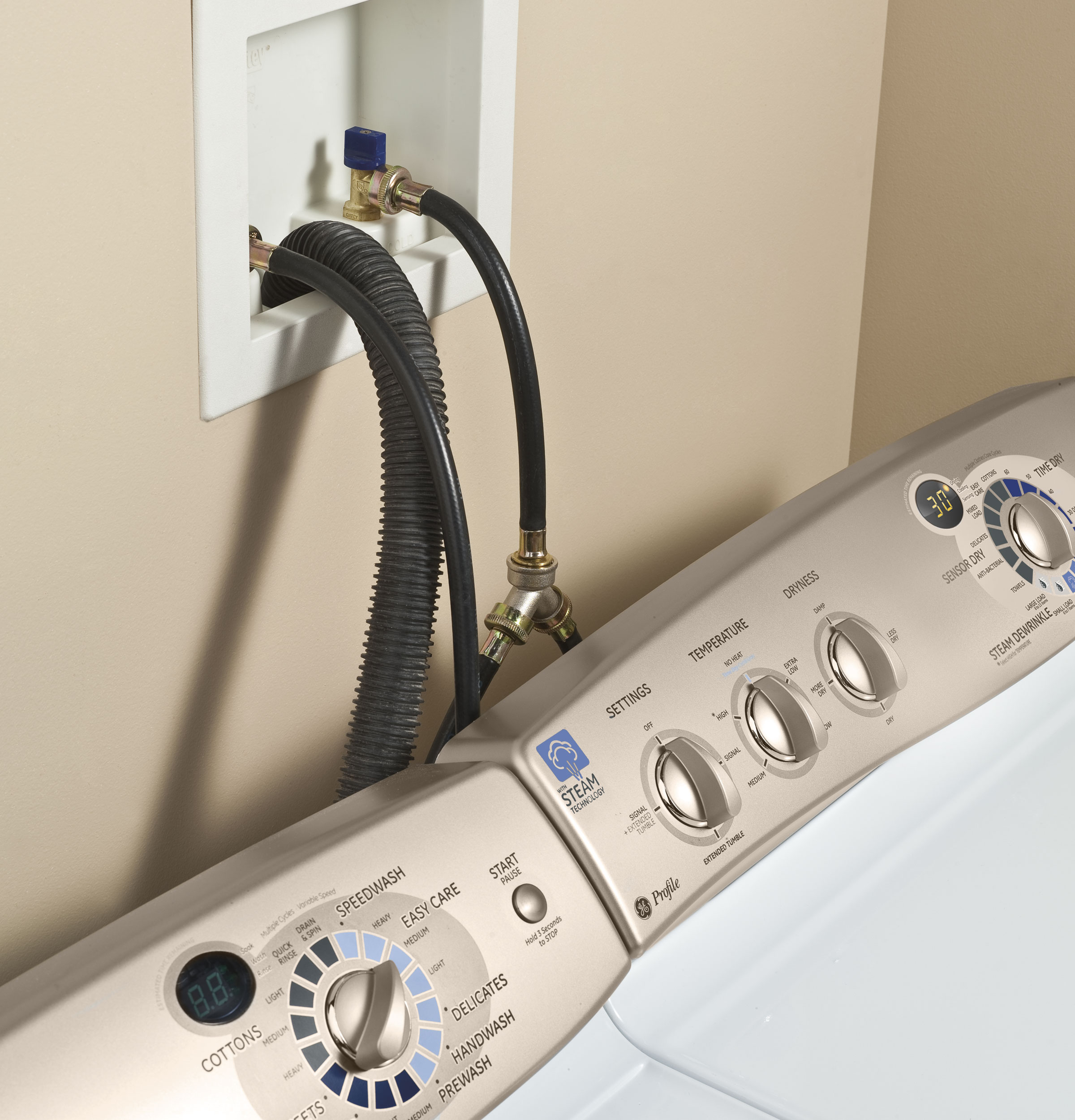 7.0 cu. ft. stainless steel capacity gas dryer with Steam and SensorDry Plus PTDS650GMWT