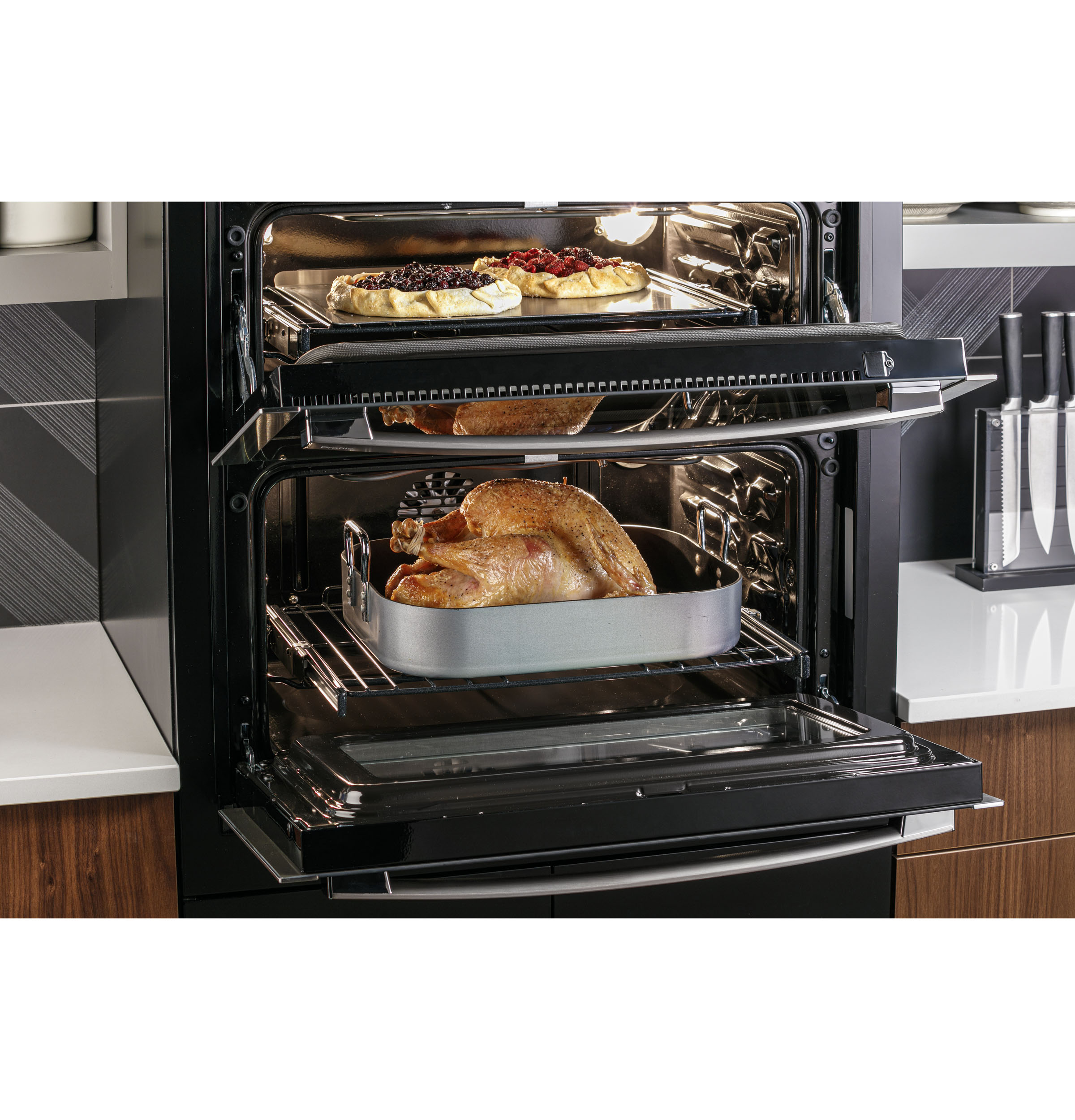 30" Smart Built-In Twin Flex Convection Wall Oven PTS9200SNSS