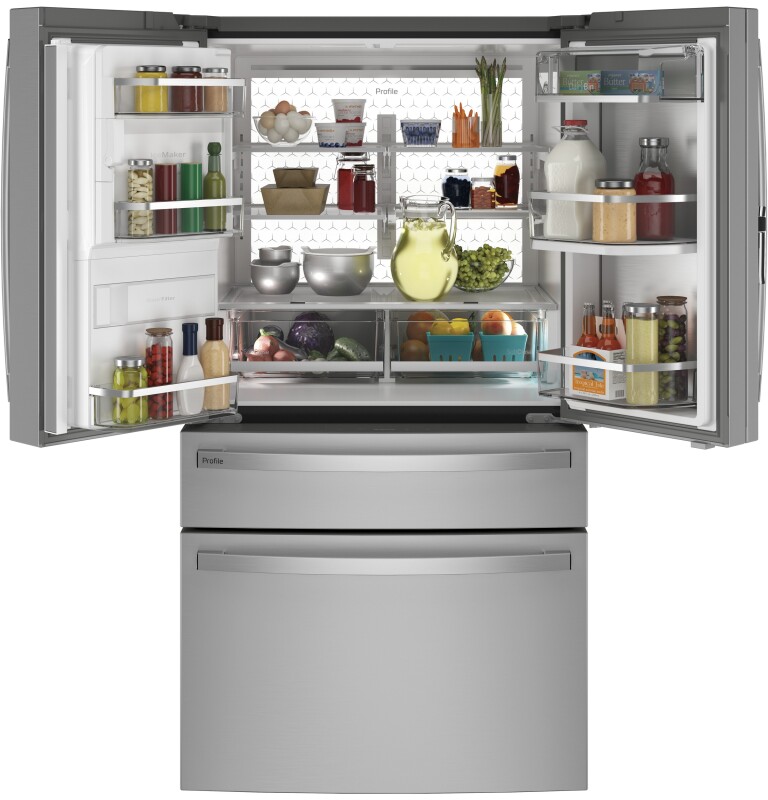 27.9 Cu. Ft. Smart Fingerprint Resistant 4-Door French-Door Refrigerator with Door In Door PVD28BYNFS