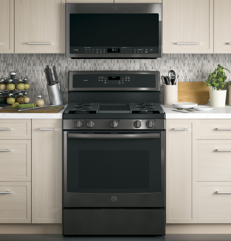 GE Profile™ 2.1 Cu. Ft. Over-the-Range Sensor Microwave Oven PVM9005BLTS