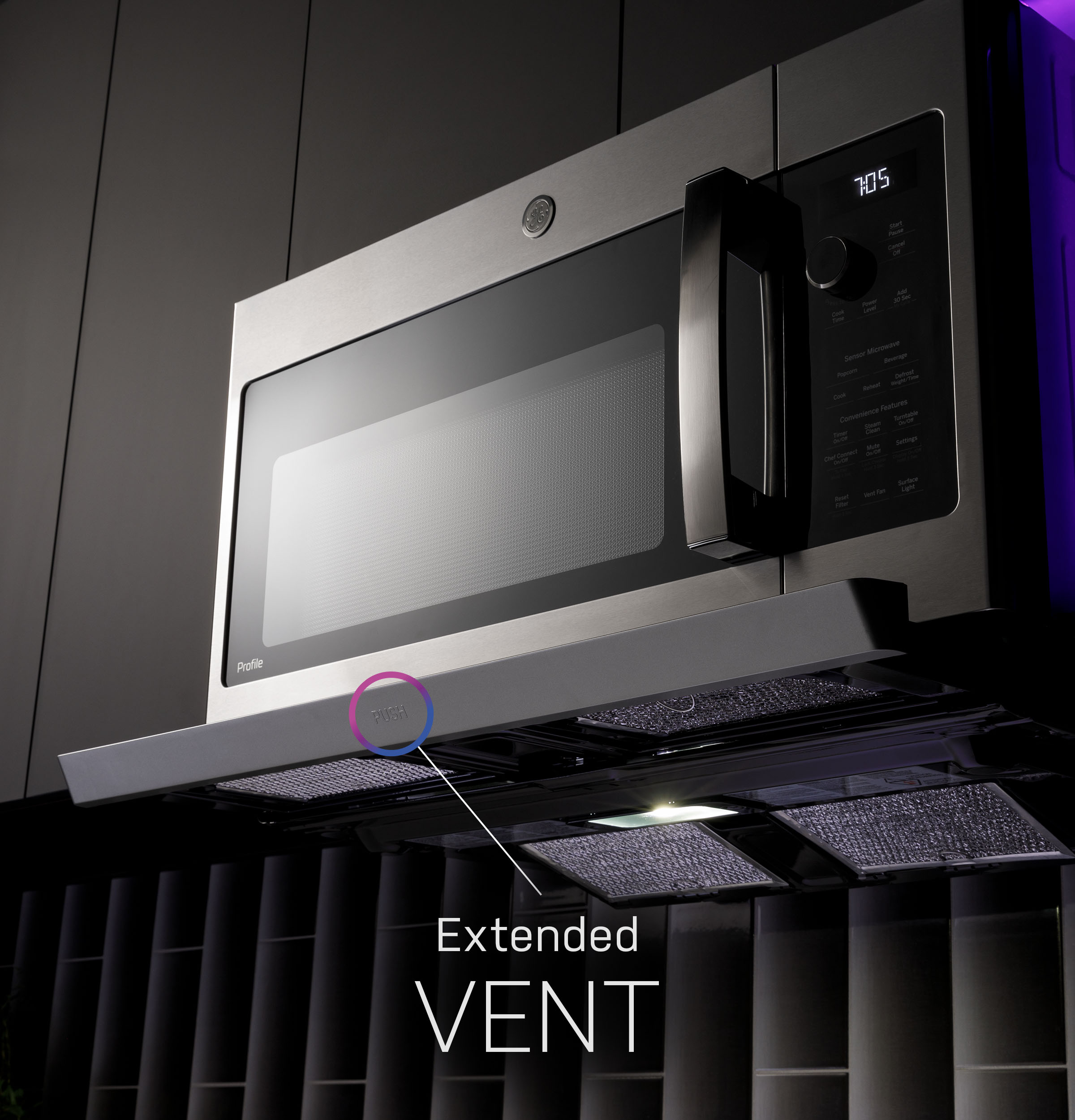 Ge Profile™ 2.2 Cu. Ft. Over-the-range Sensor Microwave Oven With Extendable Slide-out Vent PVM9225RYSS