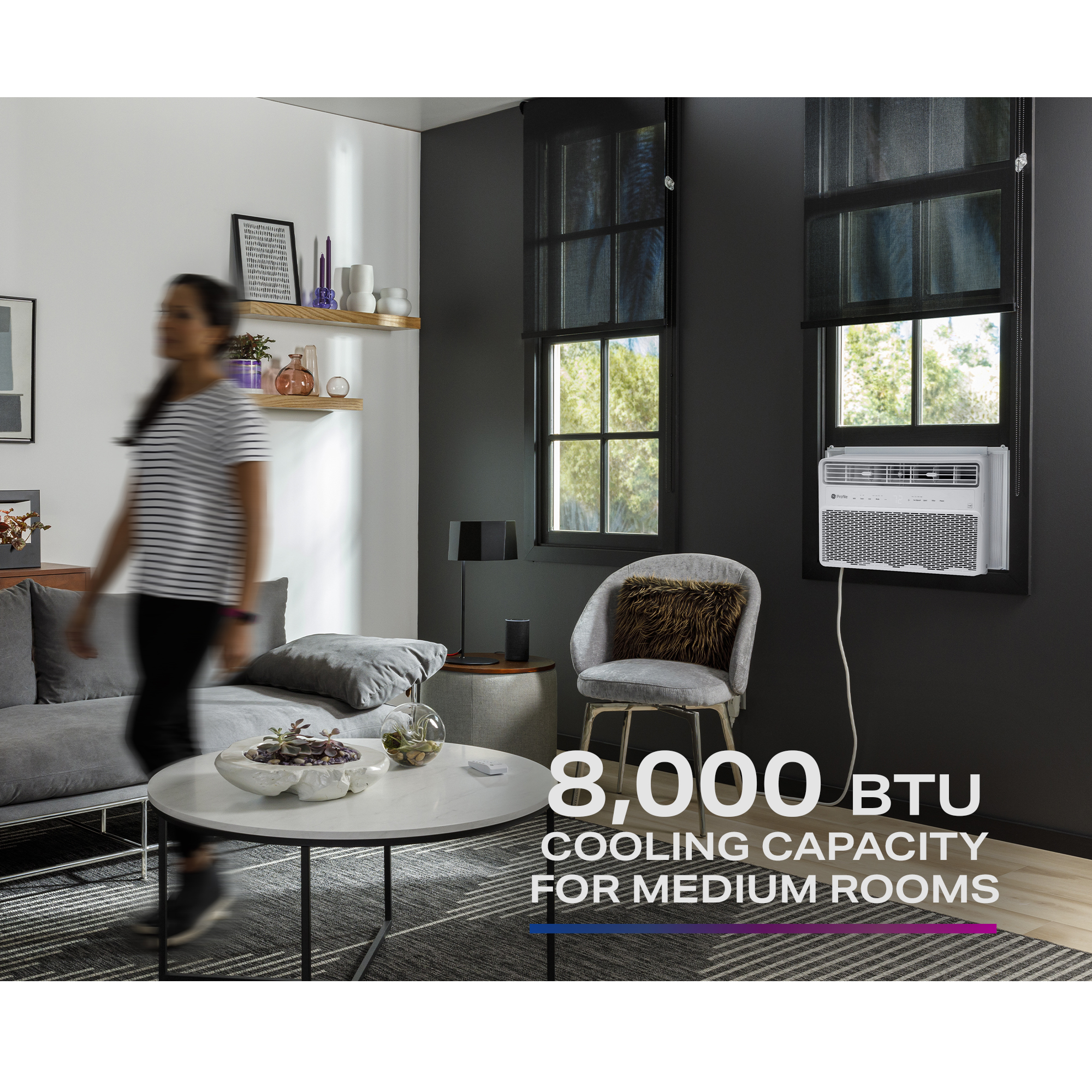 8,000 BTU Inverter Smart Ultra Quiet Window Air Conditioner for Medium Rooms up to 350 sq. ft. PWDV08WWF