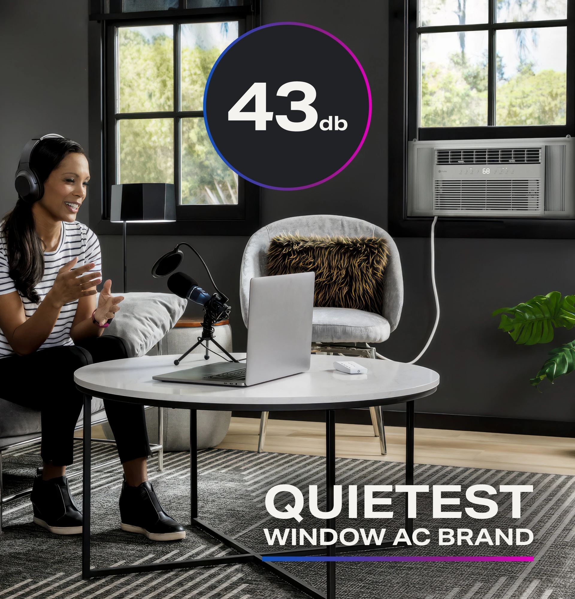 GE Profile™ 8,000 BTU Inverter Smart Ultra Quiet Window Air Conditioner for Medium Rooms up to 350 sq. ft. PWJV08WWF