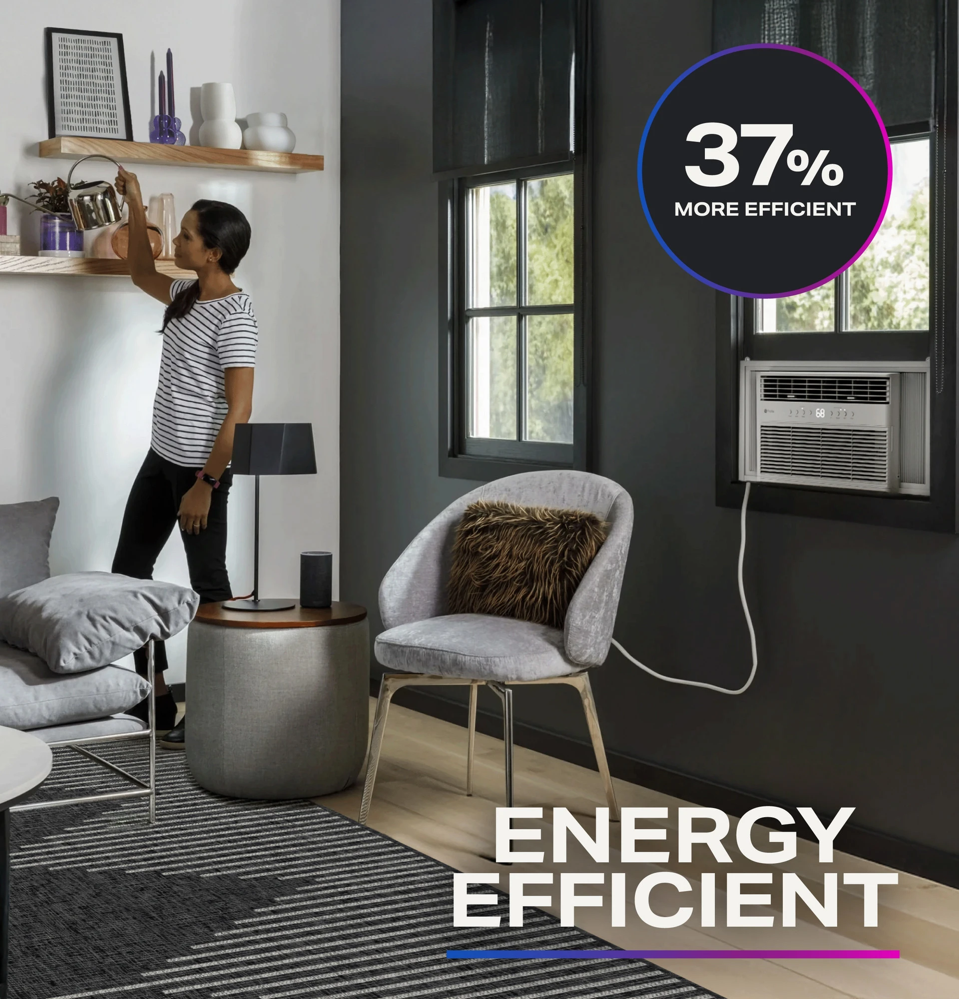 GE Profile™ 8,000 BTU Inverter Smart Ultra Quiet Window Air Conditioner for Medium Rooms up to 350 sq. ft. PWJV08WWF
