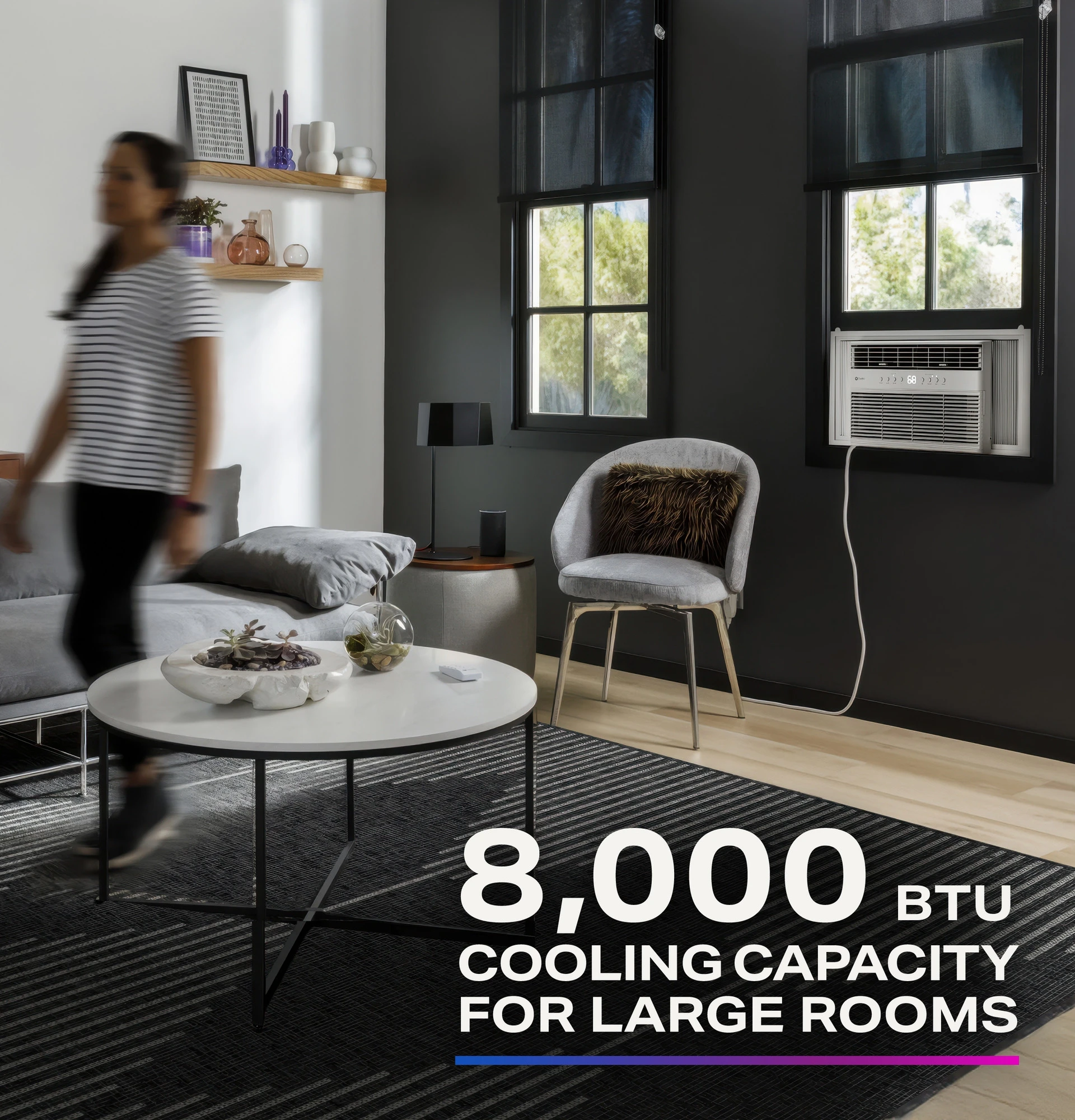 GE Profile™ 8,000 BTU Inverter Smart Ultra Quiet Window Air Conditioner for Medium Rooms up to 350 sq. ft. PWJV08WWF