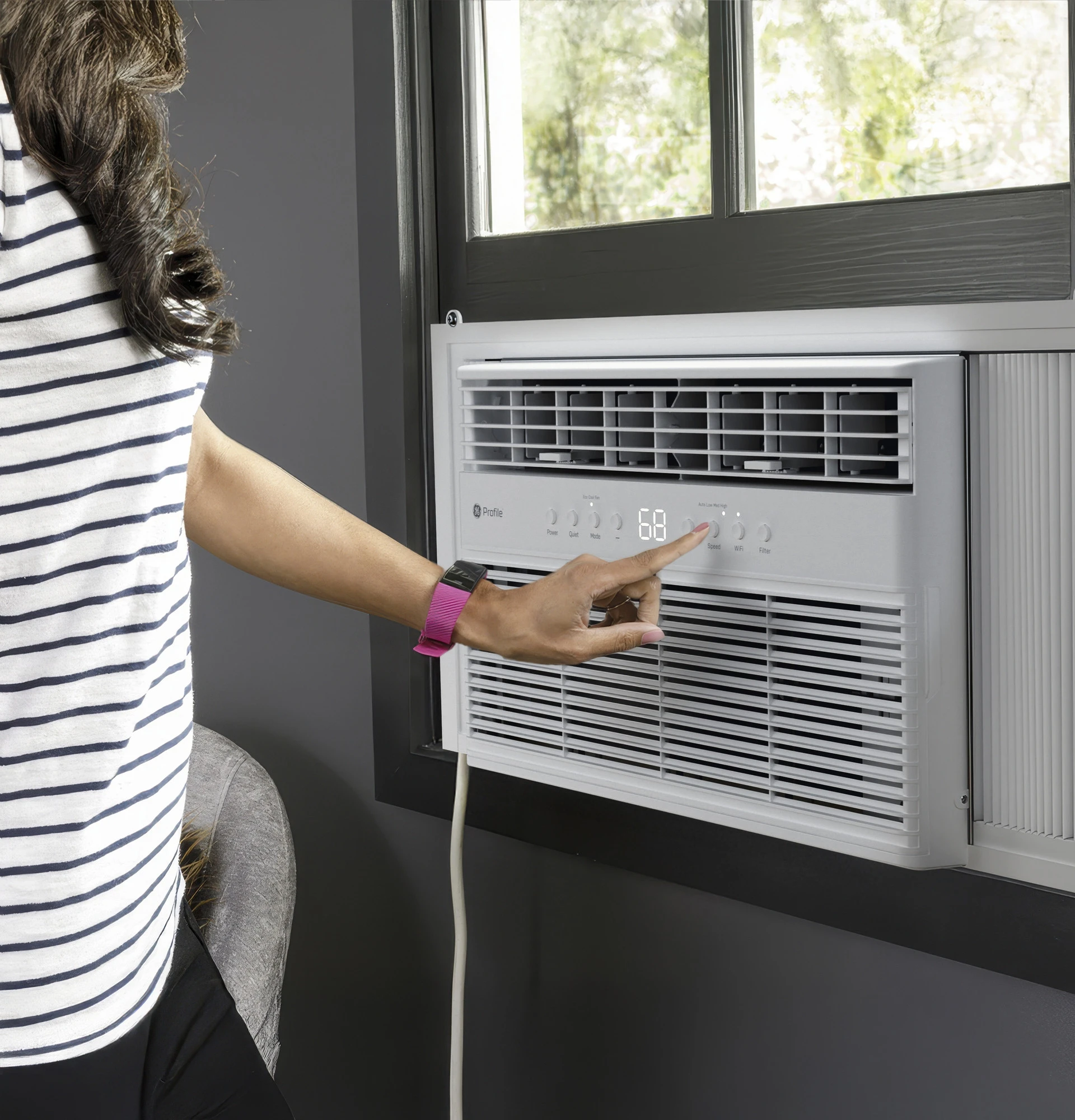 GE Profile™ 8,000 BTU Inverter Smart Ultra Quiet Window Air Conditioner for Medium Rooms up to 350 sq. ft. PWJV08WWF