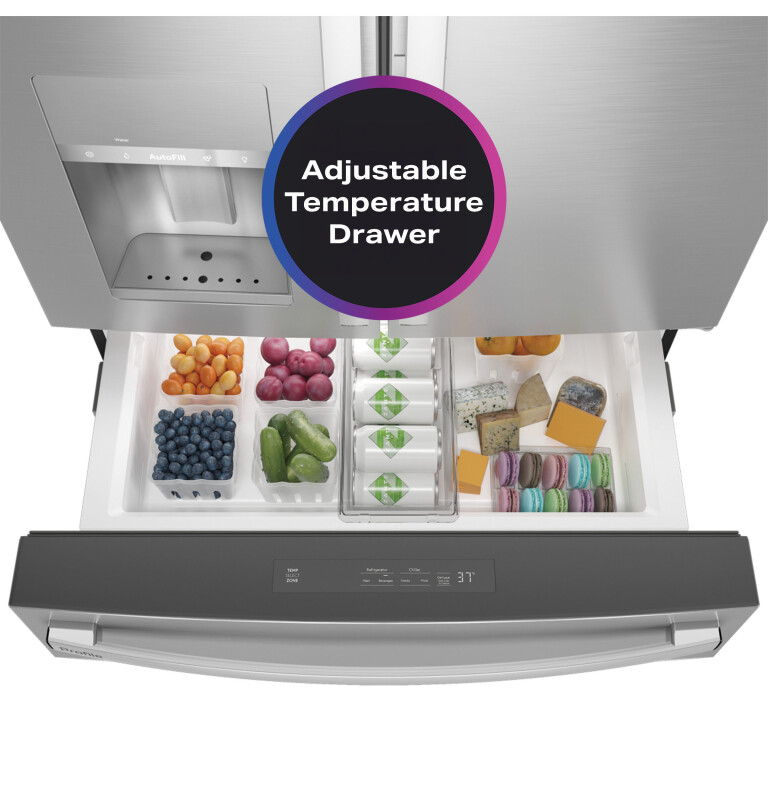 22.4 Cu. Ft. Smart Counter-Depth Fingerprint Resistant 4-Door French-Door Refrigerator with Door In Door PXD22BYPFS