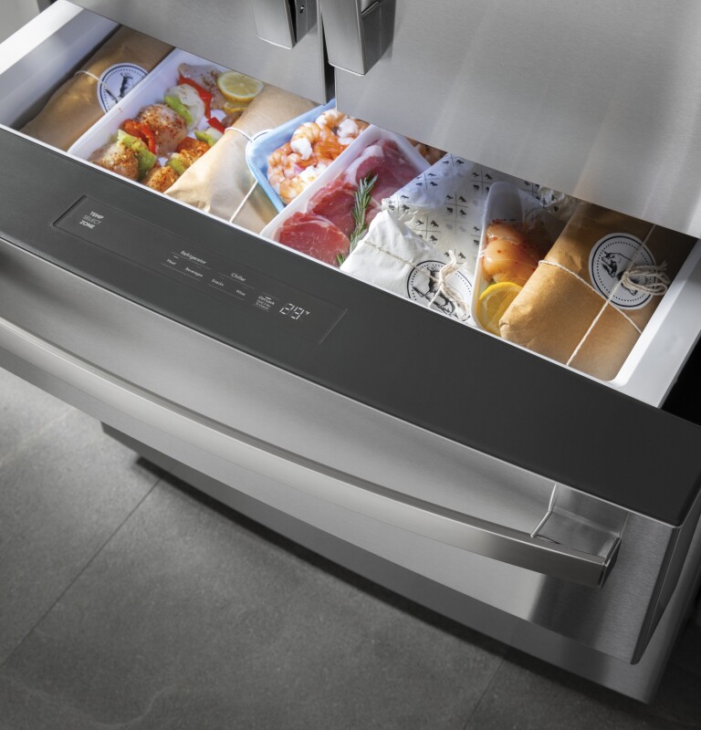 22.4 Cu. Ft. Smart Counter-Depth Fingerprint Resistant 4-Door French-Door Refrigerator with Door In Door PXD22BYPFS