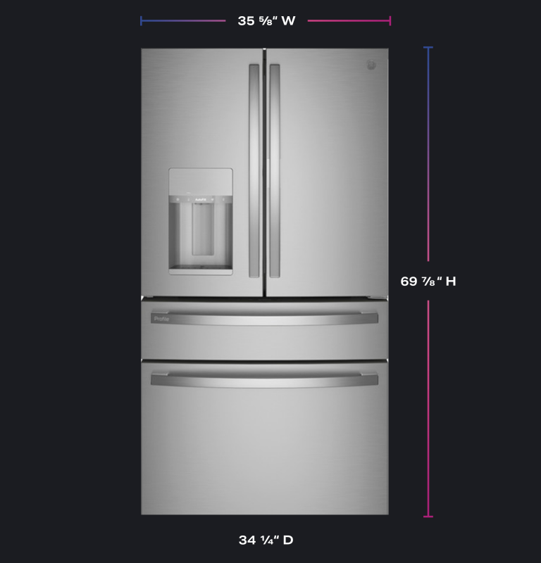 22.4 Cu. Ft. Smart Counter-Depth Fingerprint Resistant 4-Door French-Door Refrigerator with Door In Door PXD22BYPFS