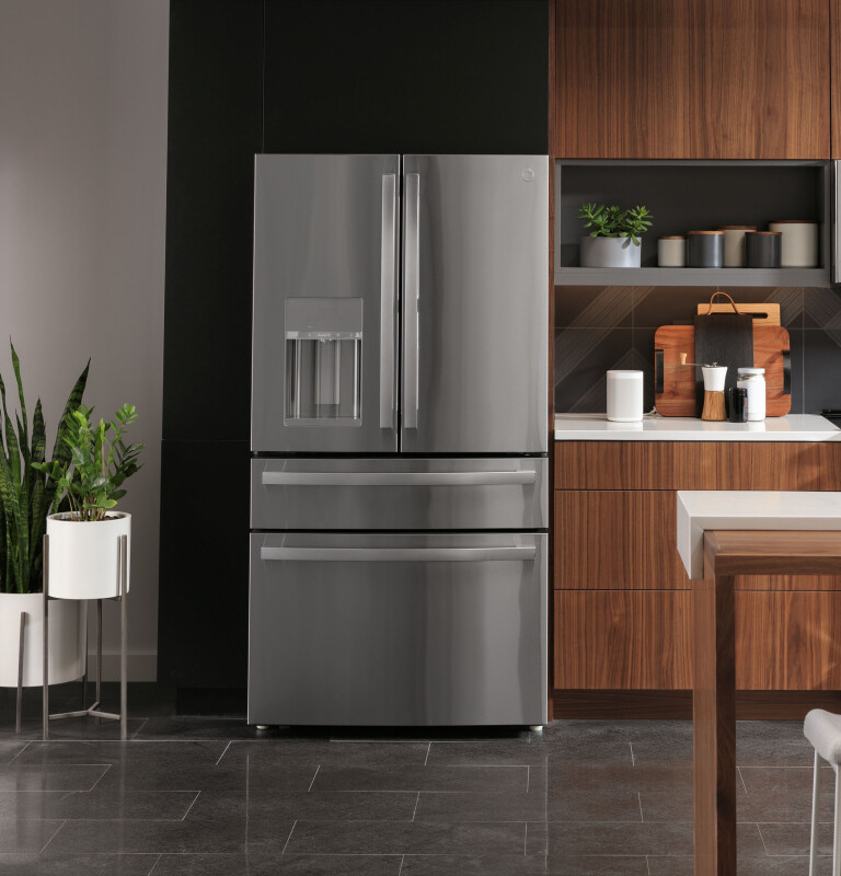 22.4 Cu. Ft. Smart Counter-Depth Fingerprint Resistant 4-Door French-Door Refrigerator with Door In Door PXD22BYPFS